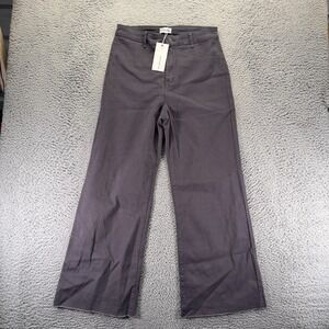 Anniewear Jeans Womens XL Purple Denim Cotton Wide-Leg Raw-Hem Utility Workwear